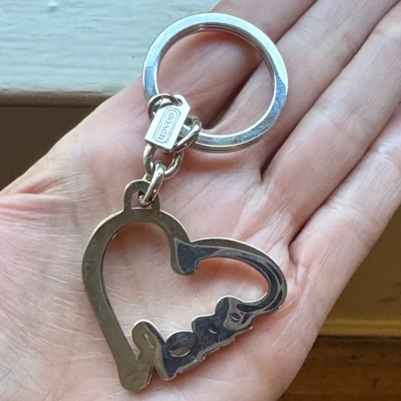 NWOT! Coach Silver Heart Keychain with Pink Jewels - Picture 6 of 6